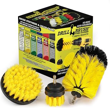 Drill Brush Yellow Bathroom Detailing Brush Set - Shower Door Scrubber | Bathtub Shower Scrub Brush for Drill - Tile Grout Cleaning Tool - Bath Tub Brush - House Cleaning Kit Spinning Scrub Brush