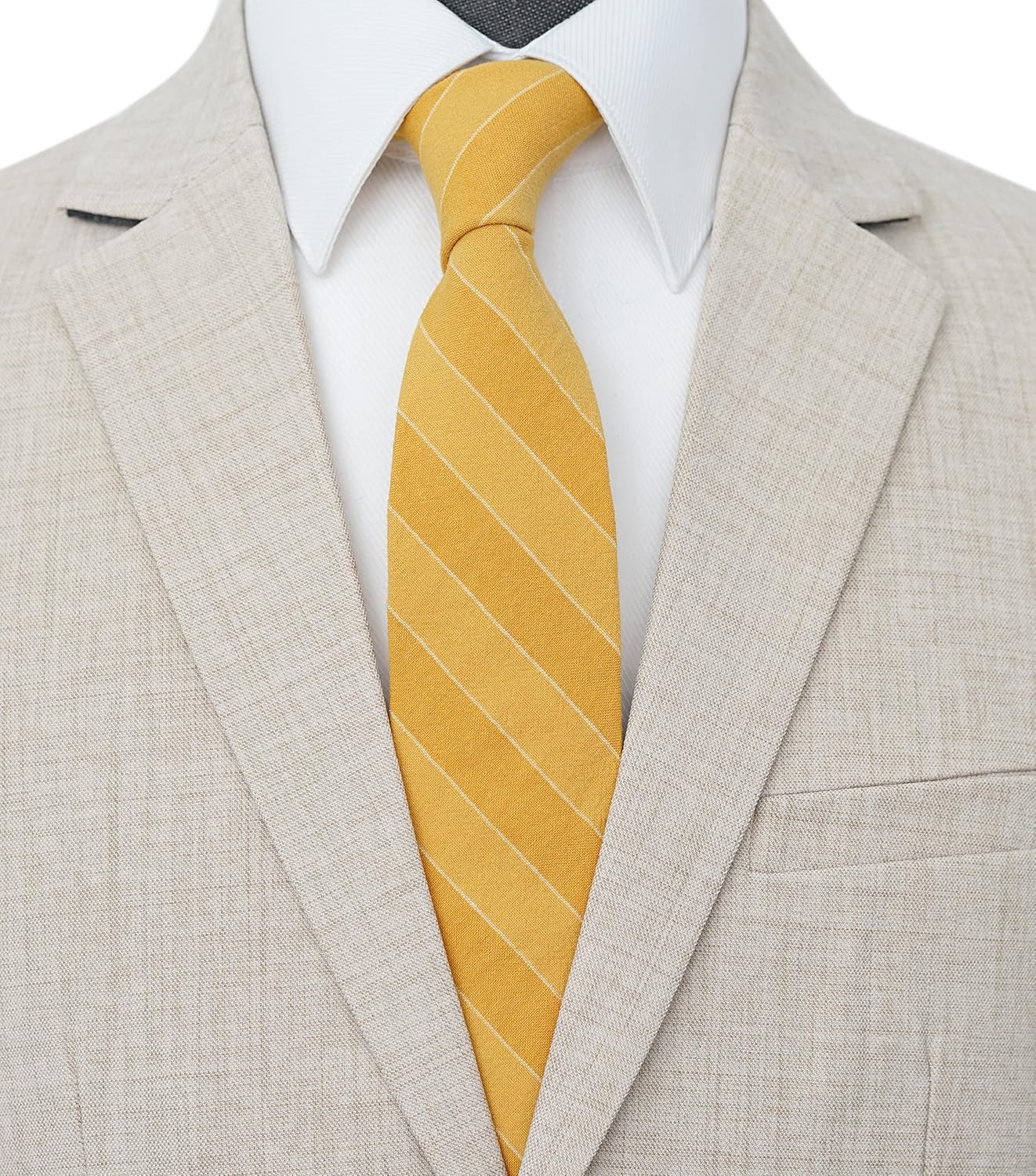 BELLUNO 2.5 inch Skinny Ties for Men, Solid Cotton Linen Neckties - Image 2