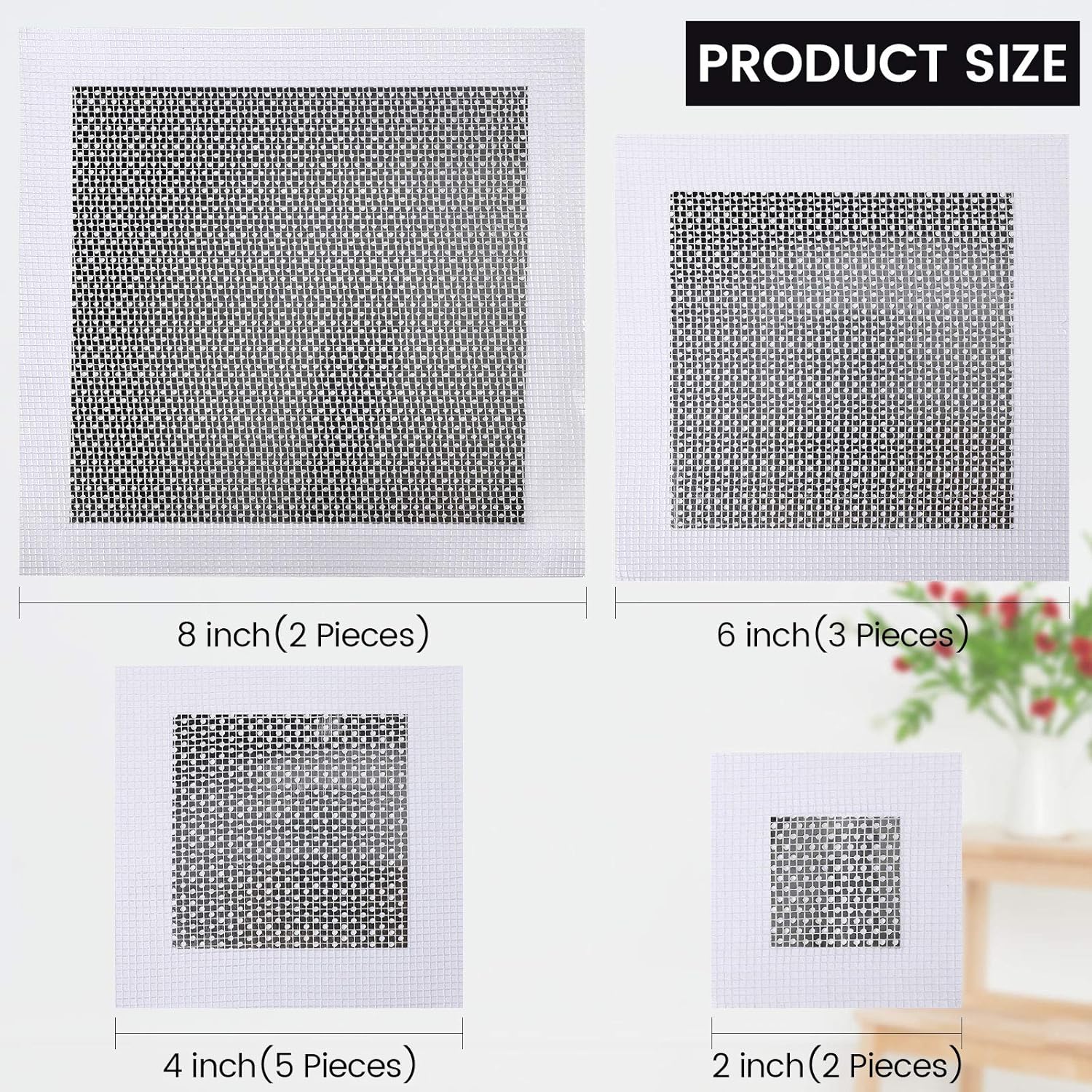 12 Pieces Aluminum Wall Repair Patch 2/4/6/8 Inch Self-Adhesive Mesh Wall Repair Patch Drywall Repair Tools Screen Patch for Drywall Ceiling Plaster (2 inch, 4 inch) - - 