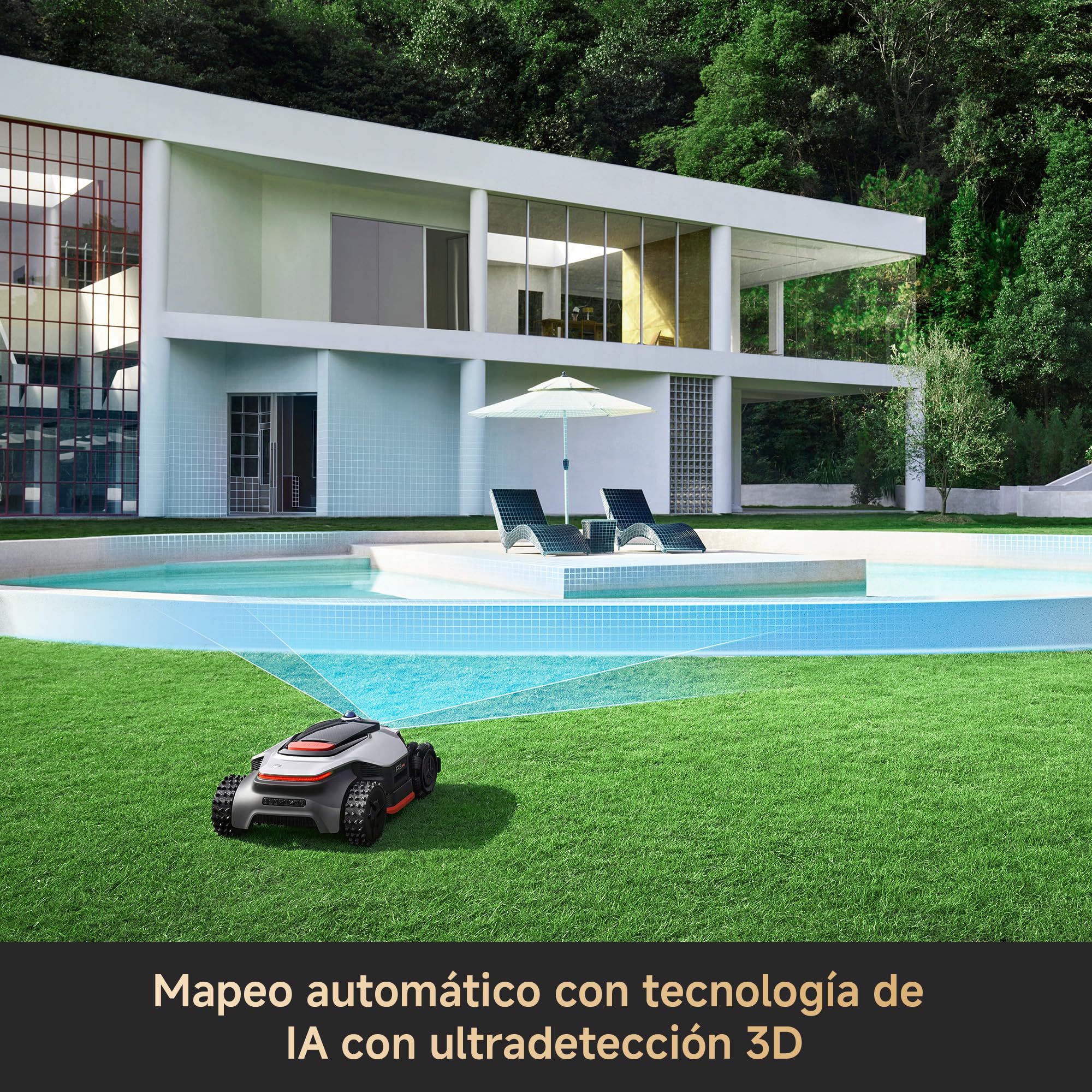 DREAME A3 AWD Pro 5000 Robot Mower para hasta 5000 m², Motores Hub 4WD, Sin RTK, LiDAR 3D 360° y Visión IA Dual, Capacidad de Subida de hasta el 80% (38,7°), EdgeMaster 2.0, Corte de Borde < 3 cm