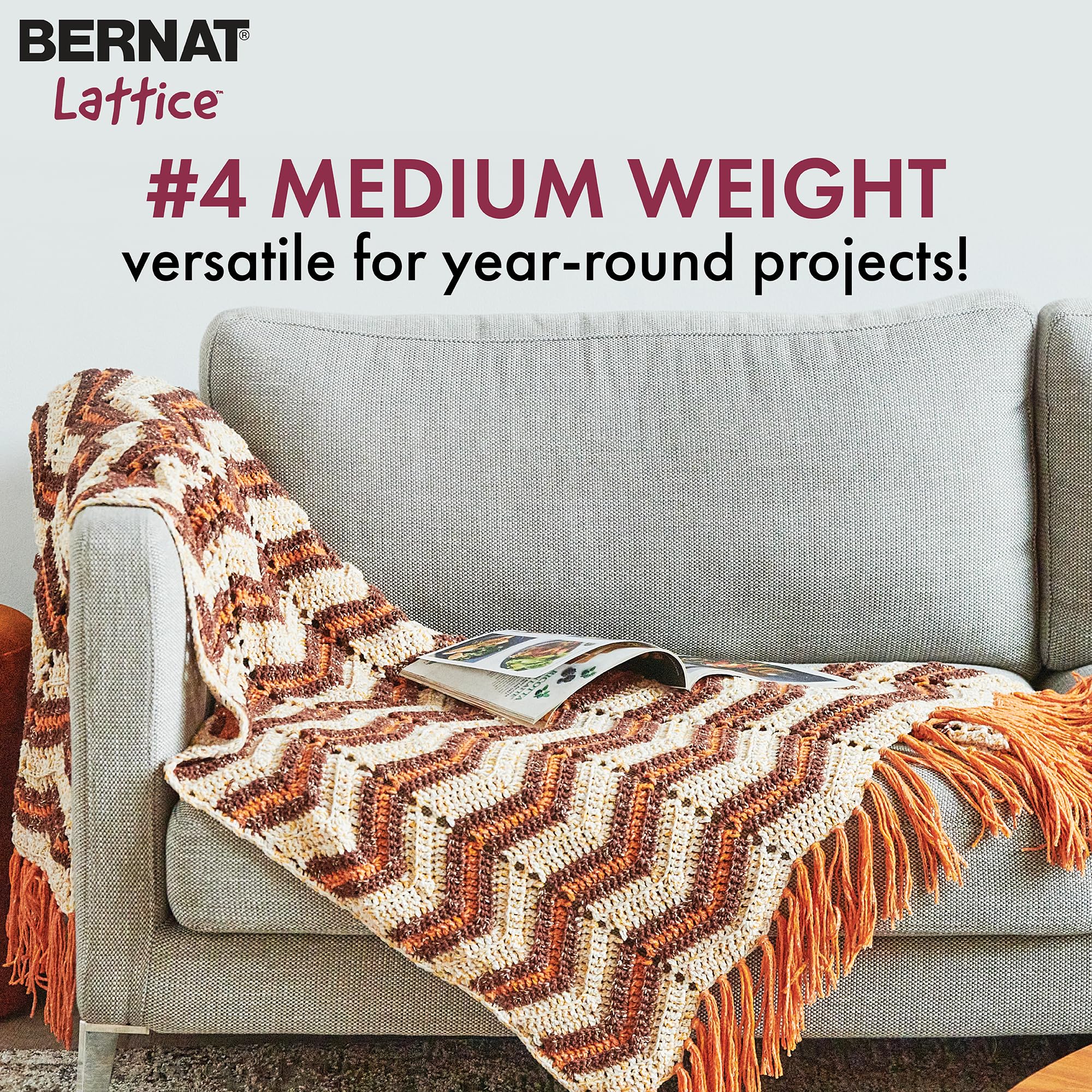 Bernat Lattice Yarn - 3 Pack Worsted Weight Yarn For Knitting & Crocheting, Soft & Colorful-921865