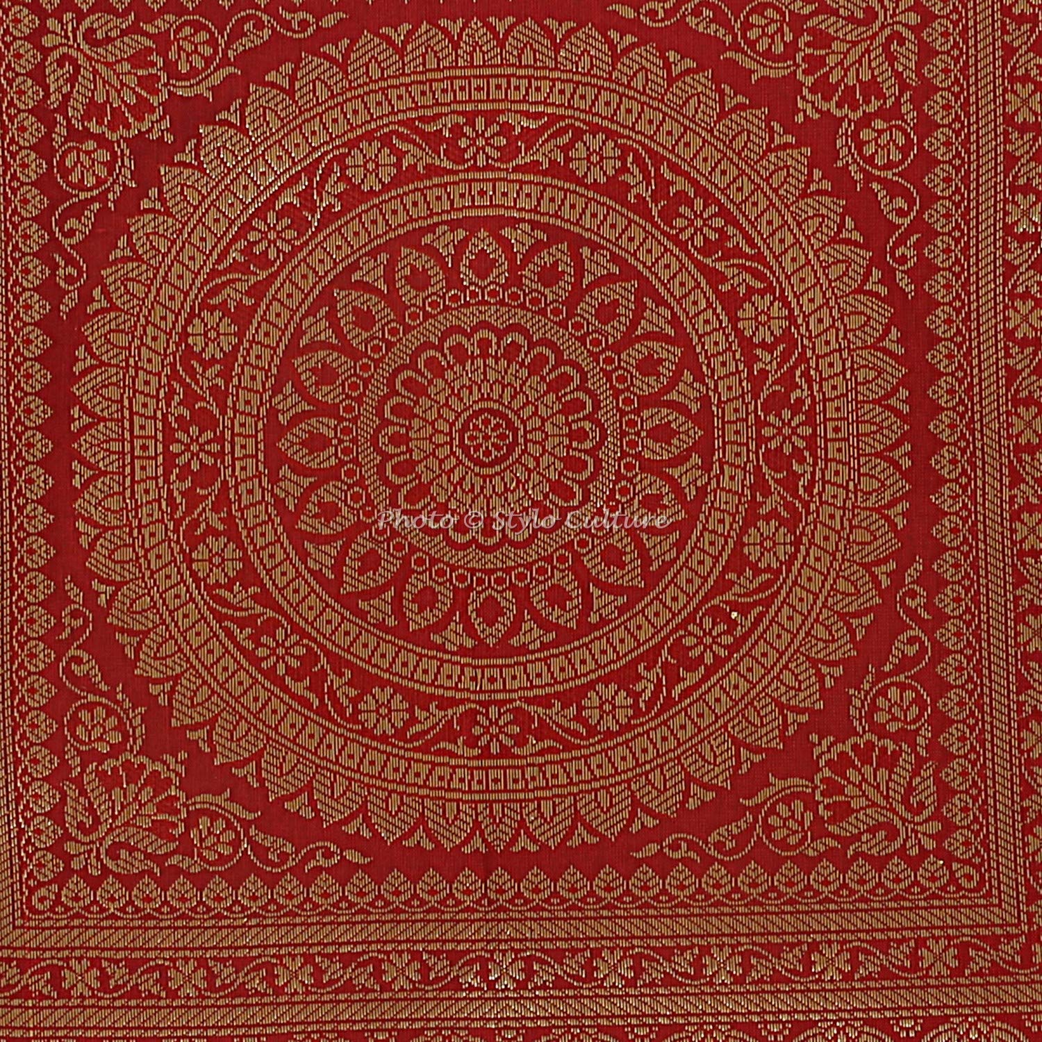 Stylo Culture Ethnic Polydupion Cylindrical Hotdog Yoga Bolster Cuscino Copre Maroon Jacquard Bordo in Broccato Mandala Cuscino Grande Cushion Cushion Covers (Set di 2) | 30x15 Pollici (76x38 cm
