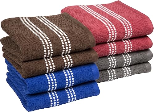 Bedford Home Juego de toallas de cocina, paquete de 8 paños de cocina reutilizables para limpiar y secar