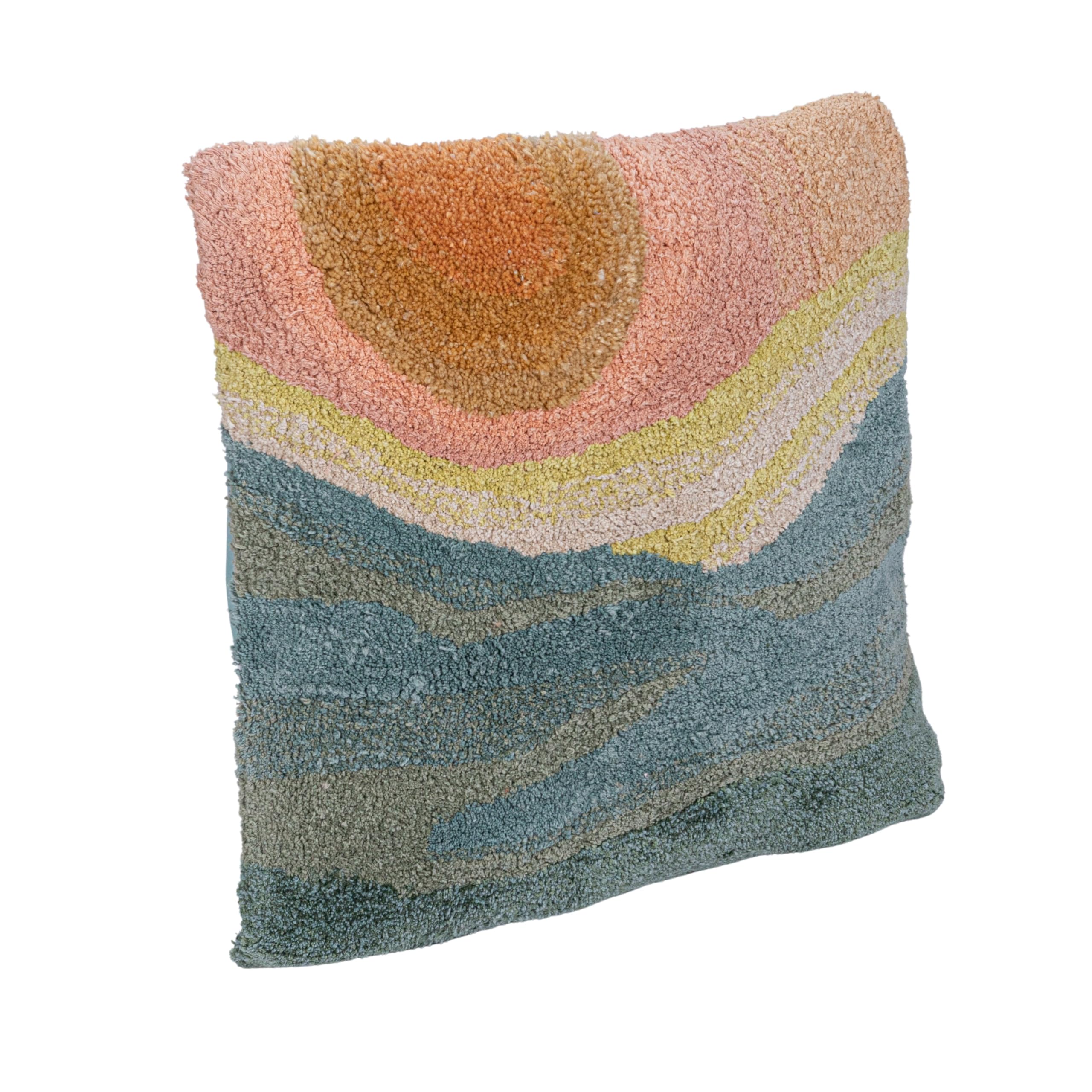 Creative Co-Op Cotton Blend Tufted Pillow with Abstract Design Multicolor