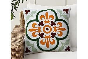 Merrycolor Boho Colorful Pillow Covers 18x18 Embroidered, Vibrant Modern Farmhouse Textured Pillowcases for Couch, Bed