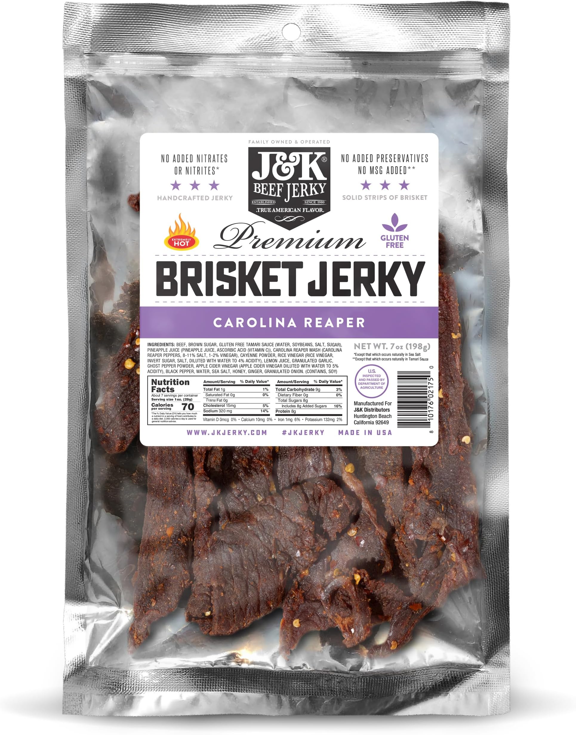 Bucee's Bohemian Recipe Garlic Beef Jerky in a Resealable Bag, Made in Texas, 10