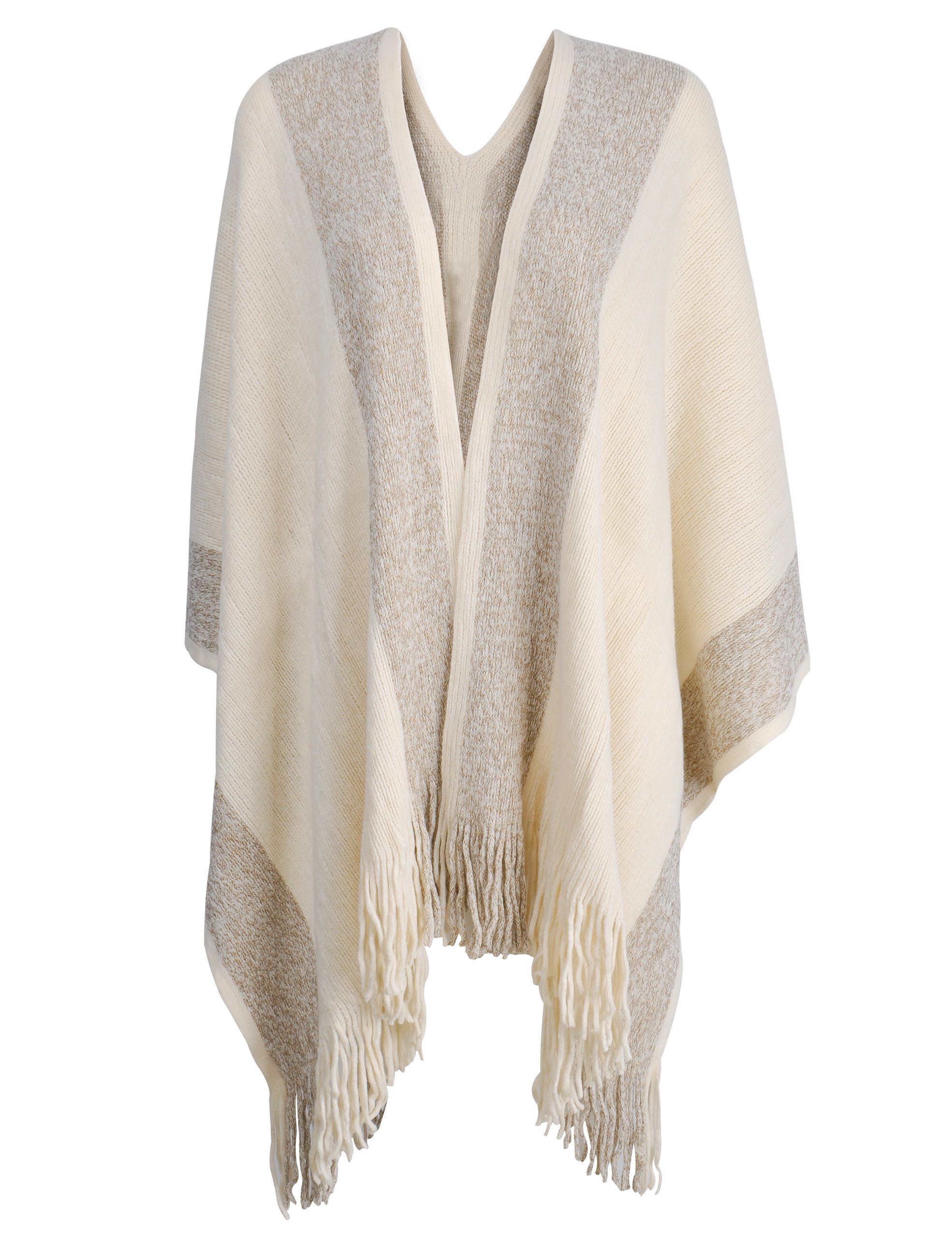 ZLYC Damen Weiche Schlichte Poncho Capes Retro Cardigans Pullover