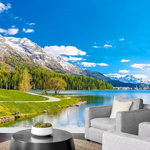 Miniatura 7 de wall26 Adhesivo mural removible para pared, vibrante otoño, bosque, río, puesta de sol, naturaleza, desierto, fotografía, paisaje rústico,