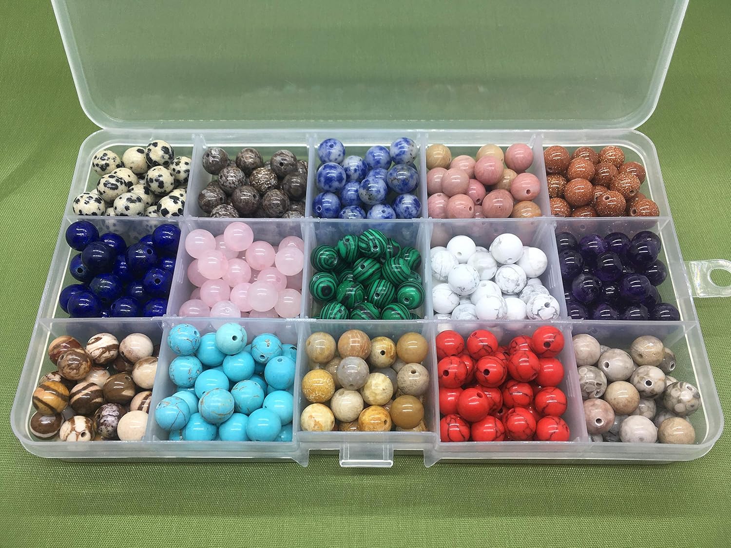 8mm Natural Round Stone Beads Genuine Real Stone Beading Loose Gemstone Hole Size 1mm DIY Smooth Beads for Bracelet Necklace Earrings Jewelry Making (15 Material-1, 8mm)