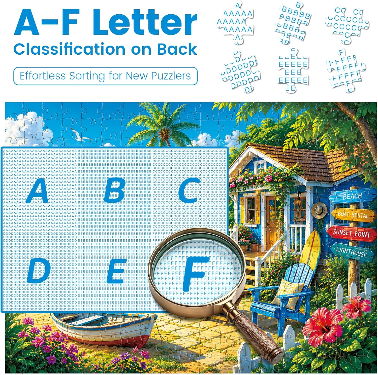300 Piece Puzzles for Kids,Beach Cottage Jigsaw Puzzles 300 Piece for Adult image 5