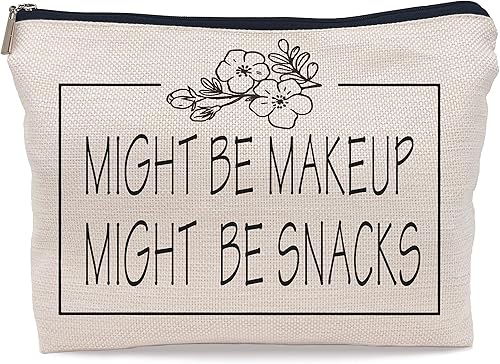 Lacosu Might Be Makeup Might Be Snacks - Bolsa de maquillaje divertida para cosméticos, bolsa con cremallera, bolsa de artículos de tocador, regalos