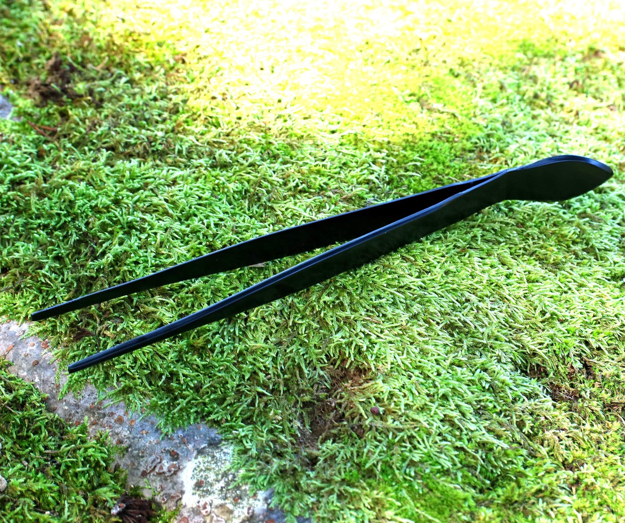 KaKUrI Pinzette Bonsai con spatola, punte dritte da 22,4 cm, strumento professionale per bonsai, acciaio inossidabile giapponese, nero, Made in Japan (47848)