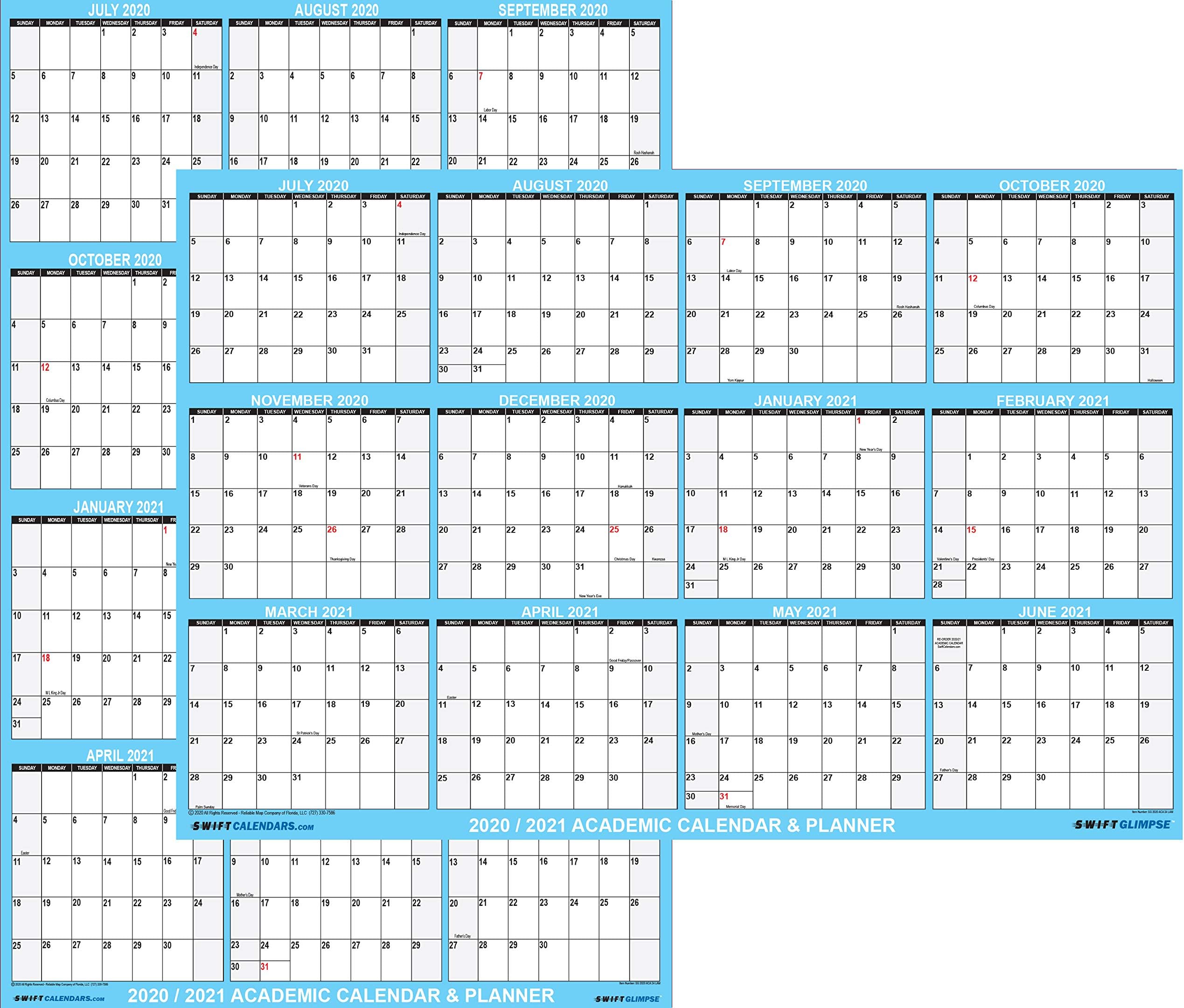 24x36 SwiftGlimpse 20202021 Academic Wall Calendar