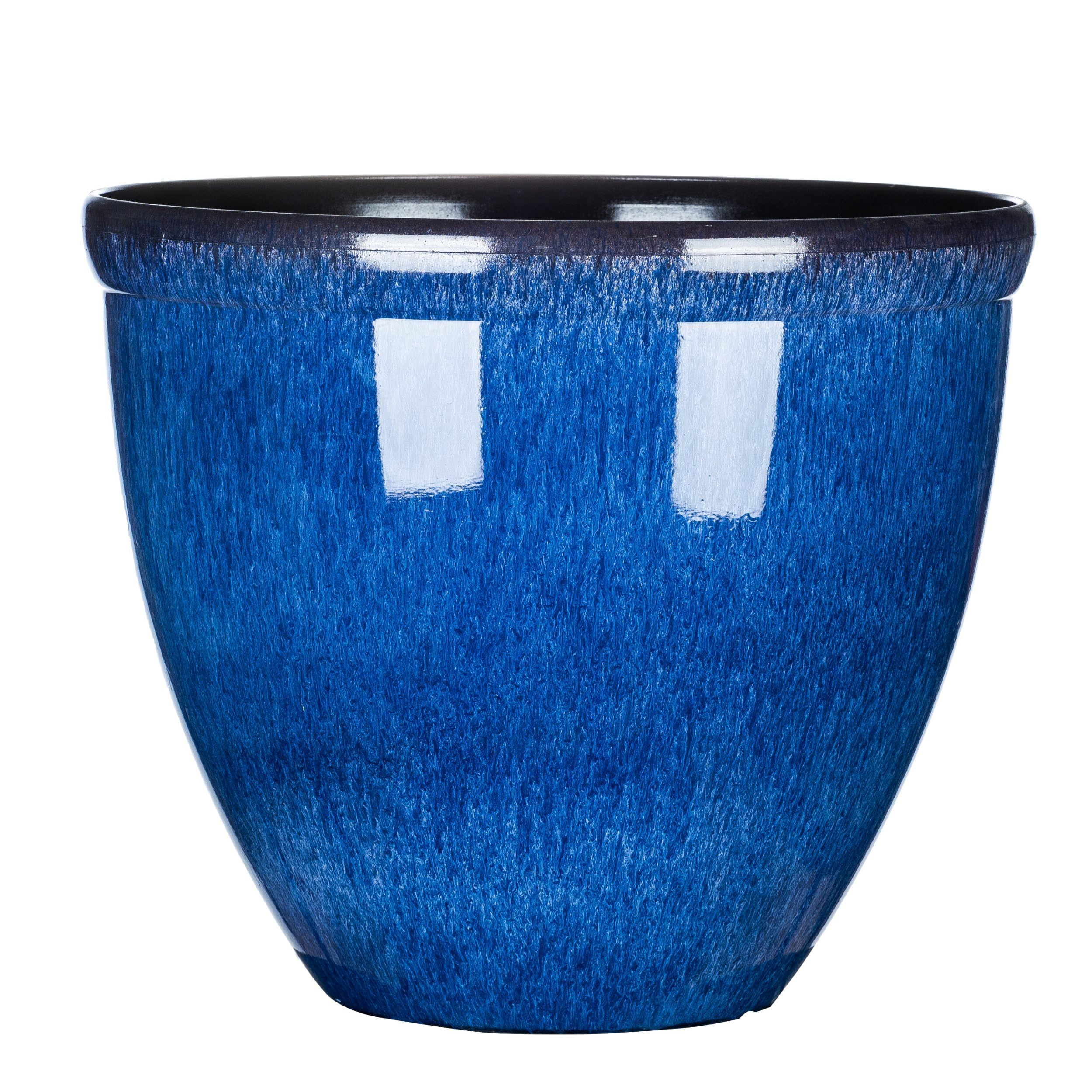 Garden Gear Bell Planter - Ocean Blue Glazed - 39.5cm Diameter