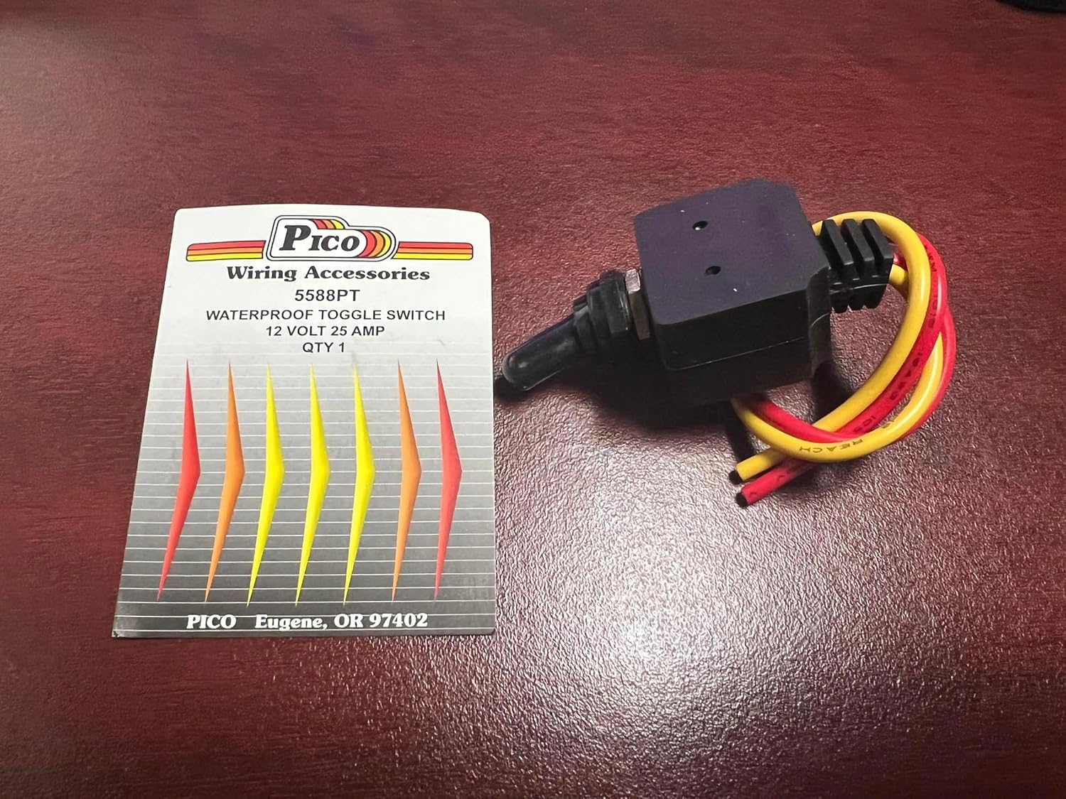 PICO 5588PT Waterproof On-Off SPST Toggle Switch 1/2 Hole 2 6-16ga Leads 12V 25 Amp : Automotive