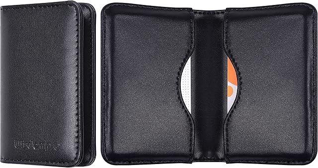 wisdompro Business Card Holder, 2-Sided Genuine Leather Professional Folio Credit Name Card Holder Wallet Case with Magnetic Shut for Men and Women, Ultra Slim and Thin - Cowhide Black
