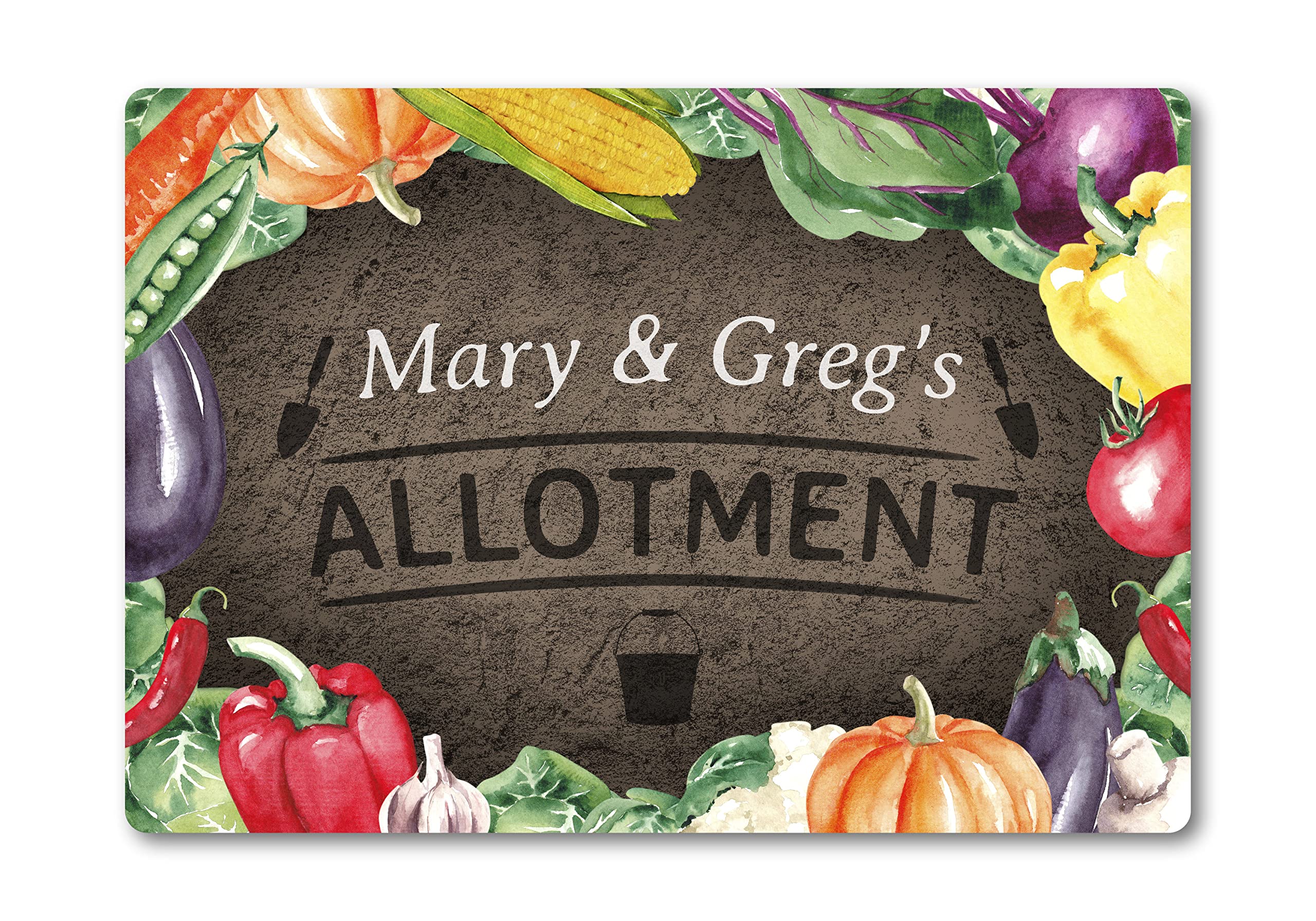Personalised Allotment METAL Plaque Sign. Outdoor Garden Flowers Summer House Gift. Community Herb Watercolour Country Cottage Vegetable (A3 (405mm x 287mm))