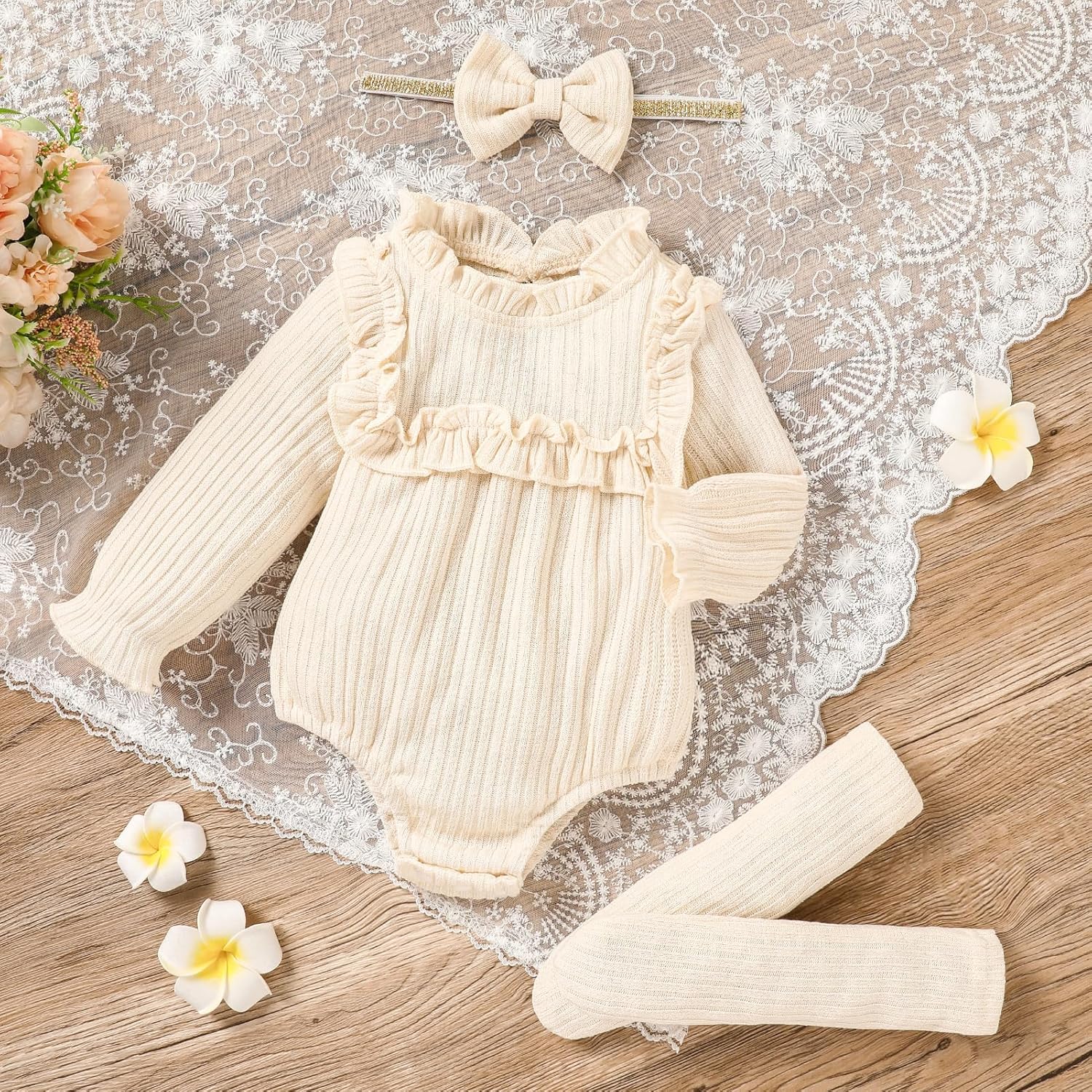GRNSHTS Newborn Baby Girl Clothes Ruffle Rompers Toddler Fall Outfits for Girls Set Little Girl Fall Winter Clothing - Image 3