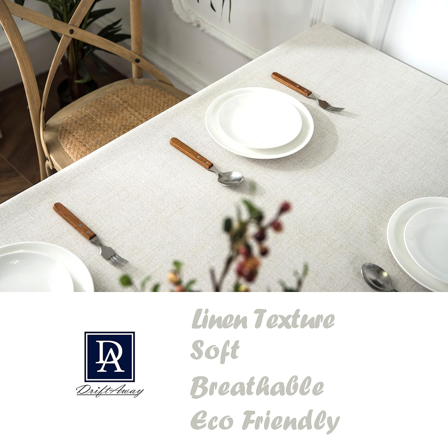 DriftAway Pom Pom Tassel Rectangle Linen Textured Decorative Table Cloth for Indoor Outdoor Dining Buffet Table Parities Dinner 55 Inch by 72 Inch Beige