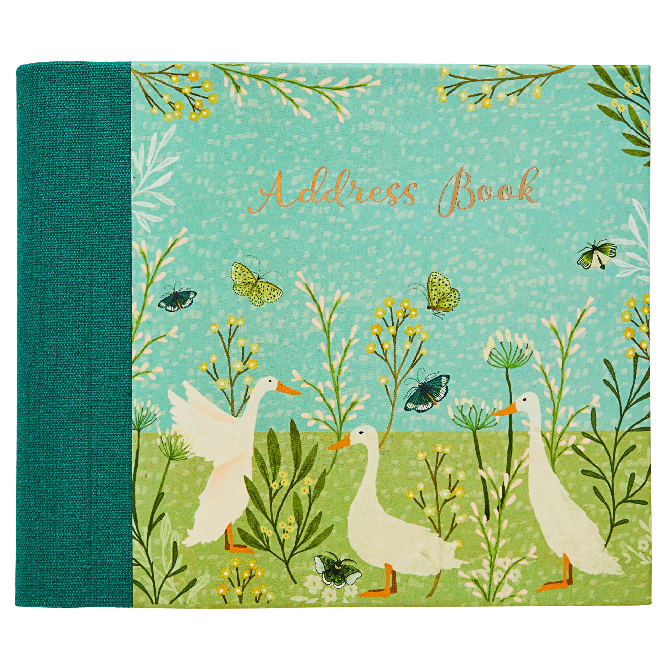 Design By Violet Duck Duck Goose Address Book – Foil-Finished Nature-Inspired Address Book with Goose Print – 132 Pages, 520 Entries for Contacts & More