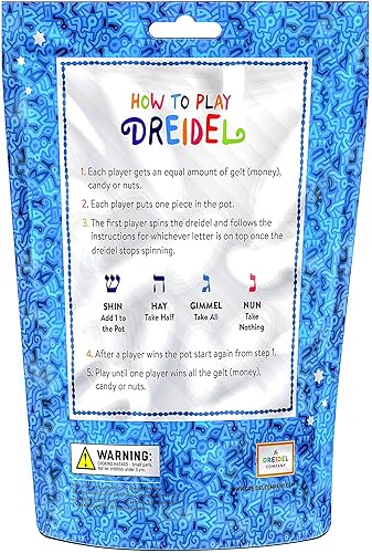 Miniatura 5 de Dreidels de madera multicolor de tamaño mediano Hanukkah Draydels con transliteración en inglés (paquete de 4)
