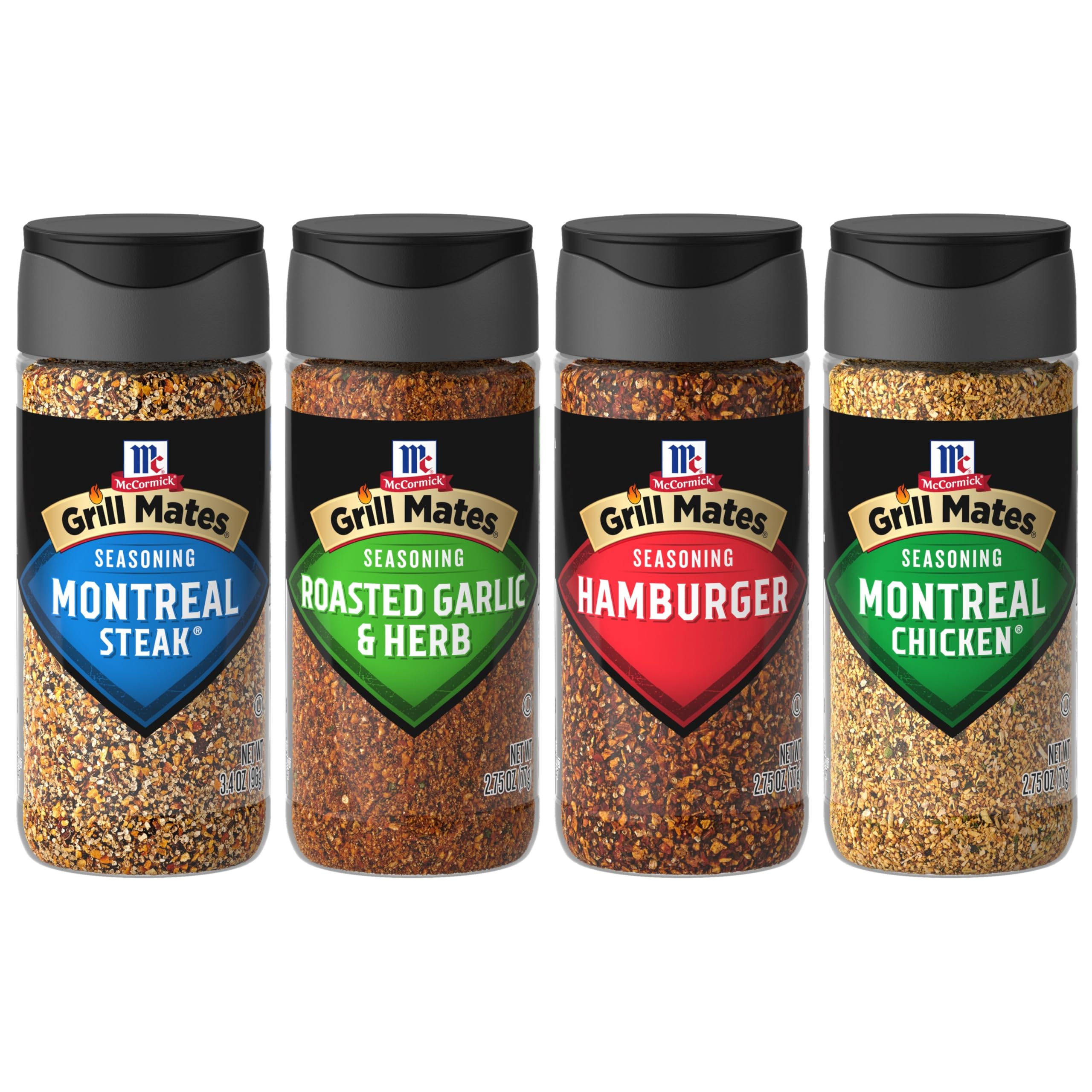 McCormick Grill MatesSpices, Everyday Grilling Variety Pack (Montreal Steak, Montreal Chicken, Roasted Garlic & Herb, Hamburger), 4 Count