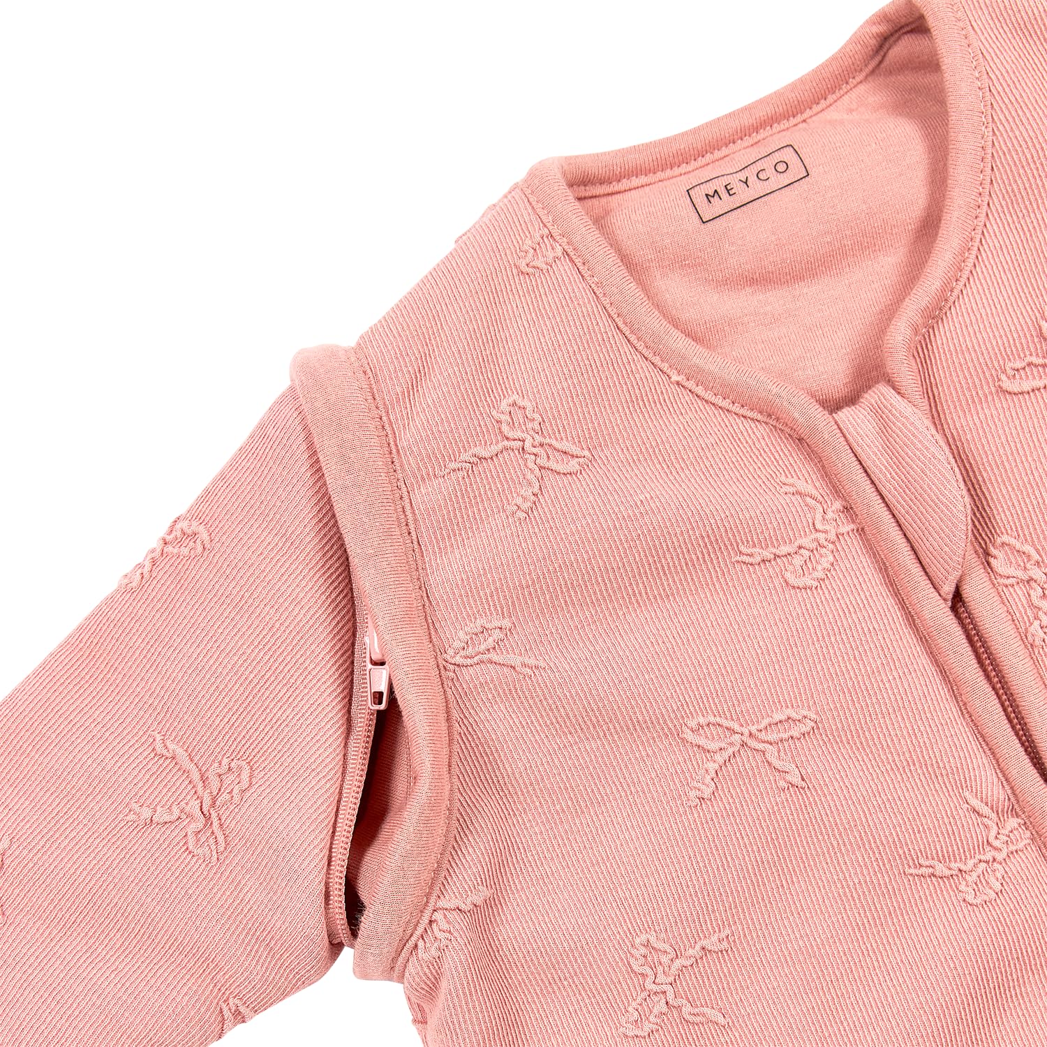 MEYCO Ganzjahresschlafsack abnehmbaren Armen 70cm 2.5TOG Bow Rose | Aussenseite 100% Baumwolle - Oeko Tex zertifiziert - Schlummersack - langer Reißverschluss - hautfreundlich, atmungsaktiv