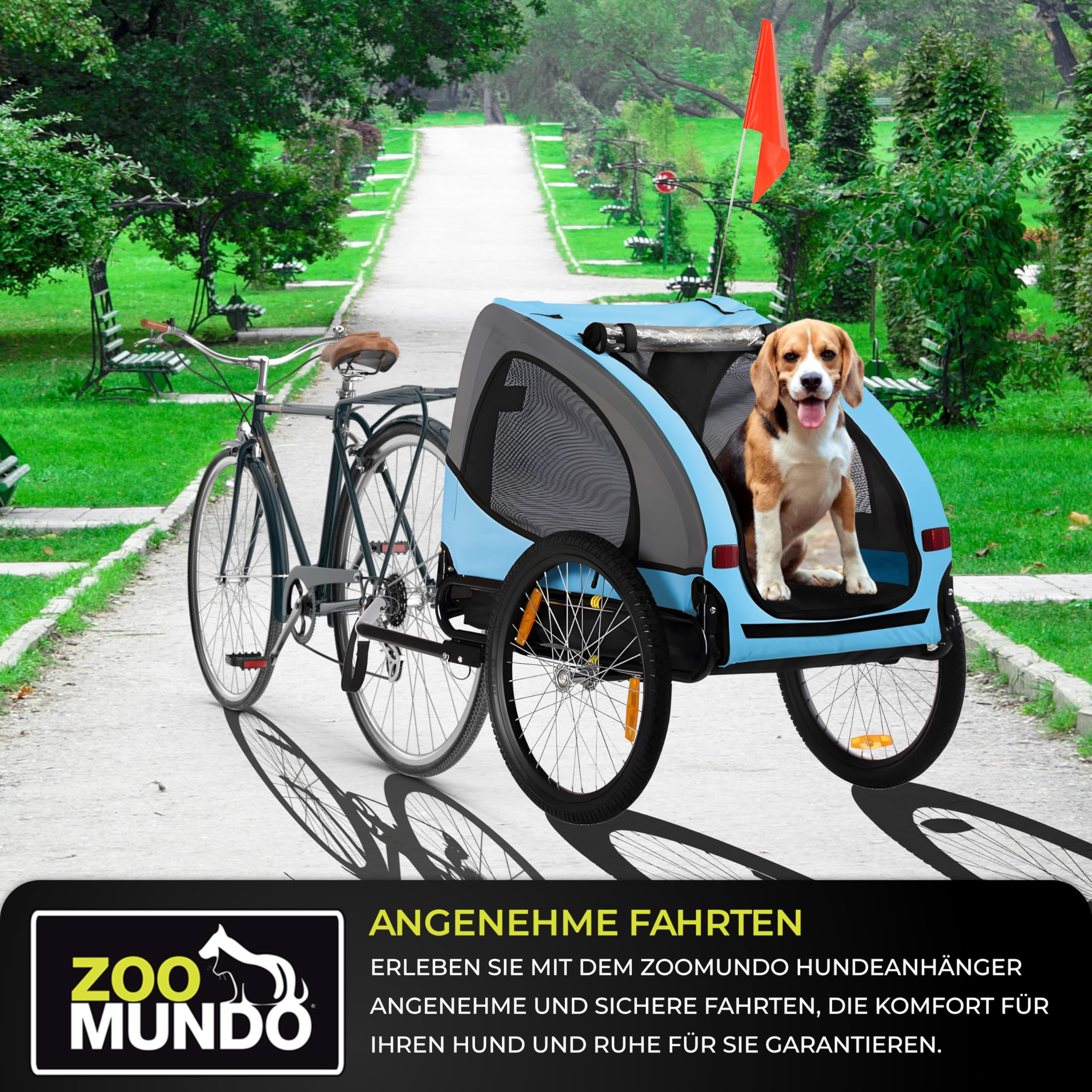 zoomundo Fahrradanhänger Hundeanhänger für Hunde-Transport Buddy