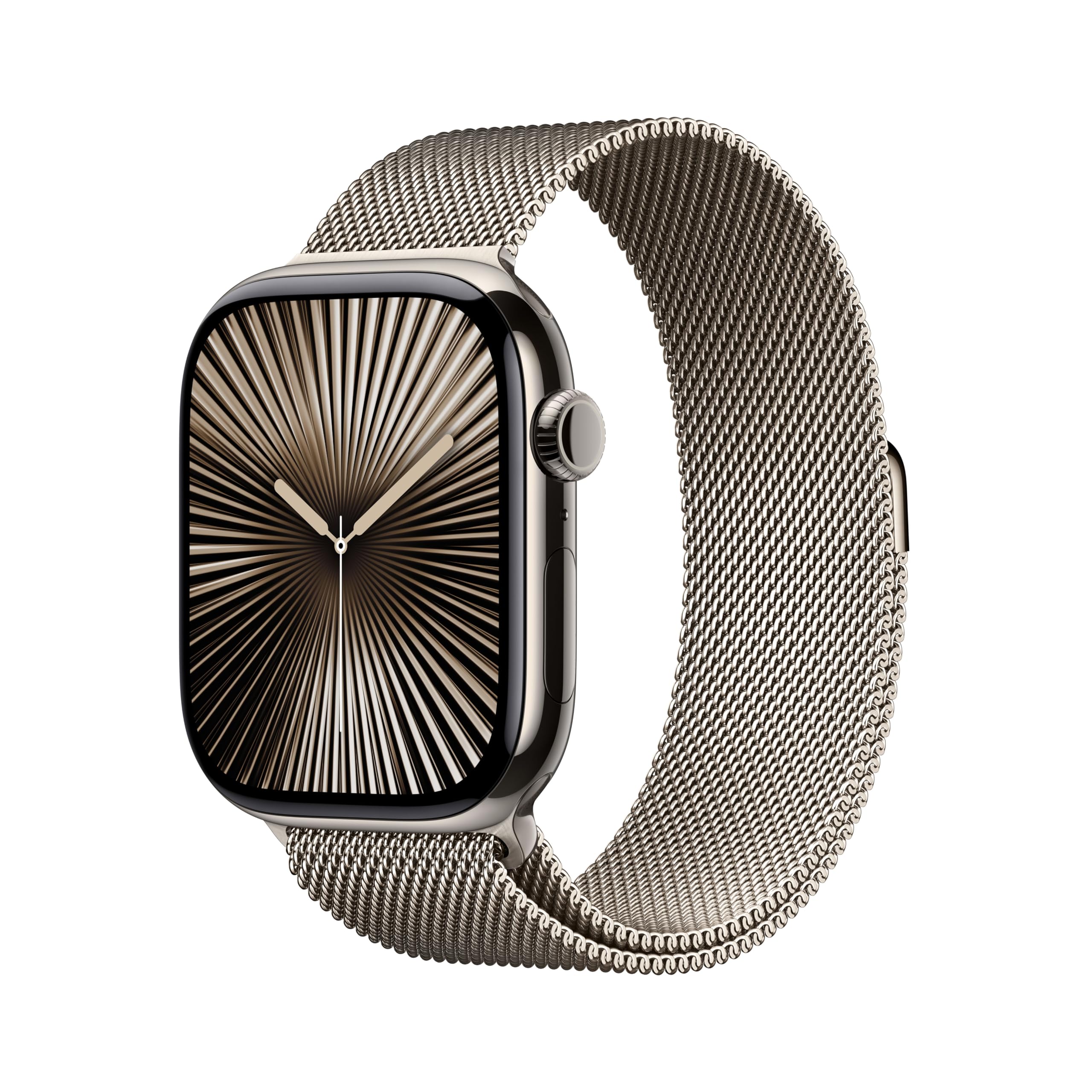 Apple Watch Series 10 GPS + Cellular 46 mm Smartwatch with Natural Titanium Case with Natural Milanese Loop - M/L. Fitness Tracker, ECG App, Always-On Retina Display, Carbon Neutral