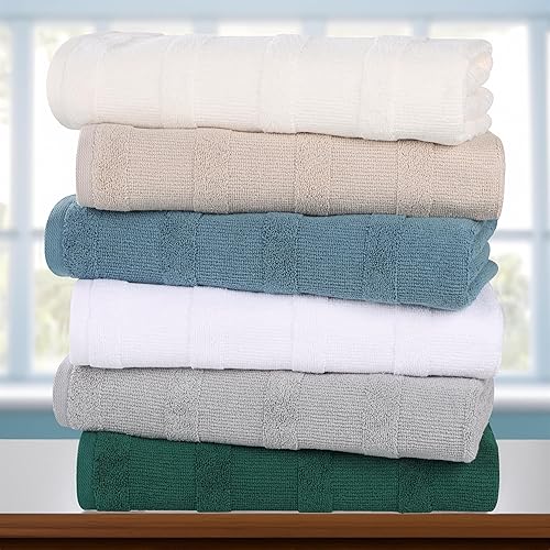 Miniatura 12 de Superior Roma Cotton - Juego de toallas surtidas de 6 piezas, altamente absorbentes, acanaladas, de secado rápido, para ducha, artículos básicos de