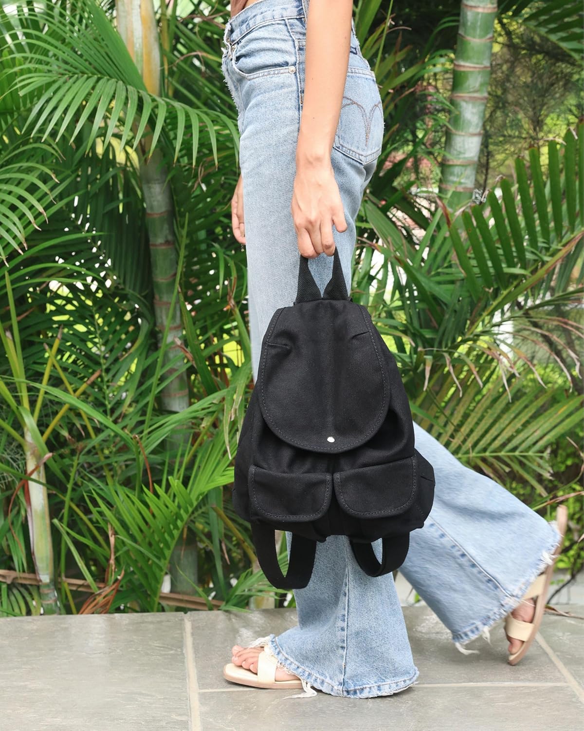 Eco Right Canvas Backpack for Women, Backpack for School with Zipper Pocket & Front Pockets, Backpack for Girls