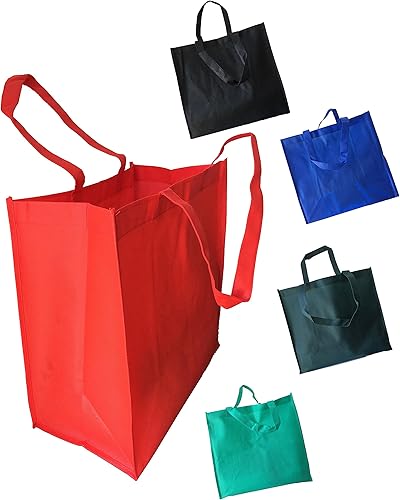 Miniatura 7 de (Juego de 12) 12 Pack- Barato no tejido grandes promocionales bolsas de comestibles (rojo)