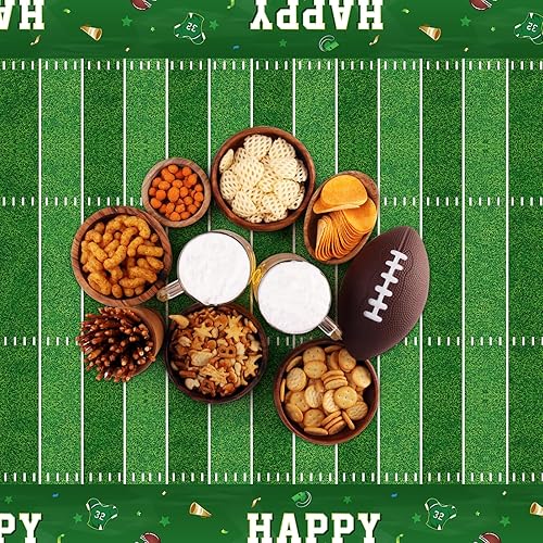 Miniatura 5 de SiliFine 3 manteles con temática de fútbol, suministros de fiesta de cumpleaños de fútbol de 54 x 108 pulgadas, fundas de plástico desechables de