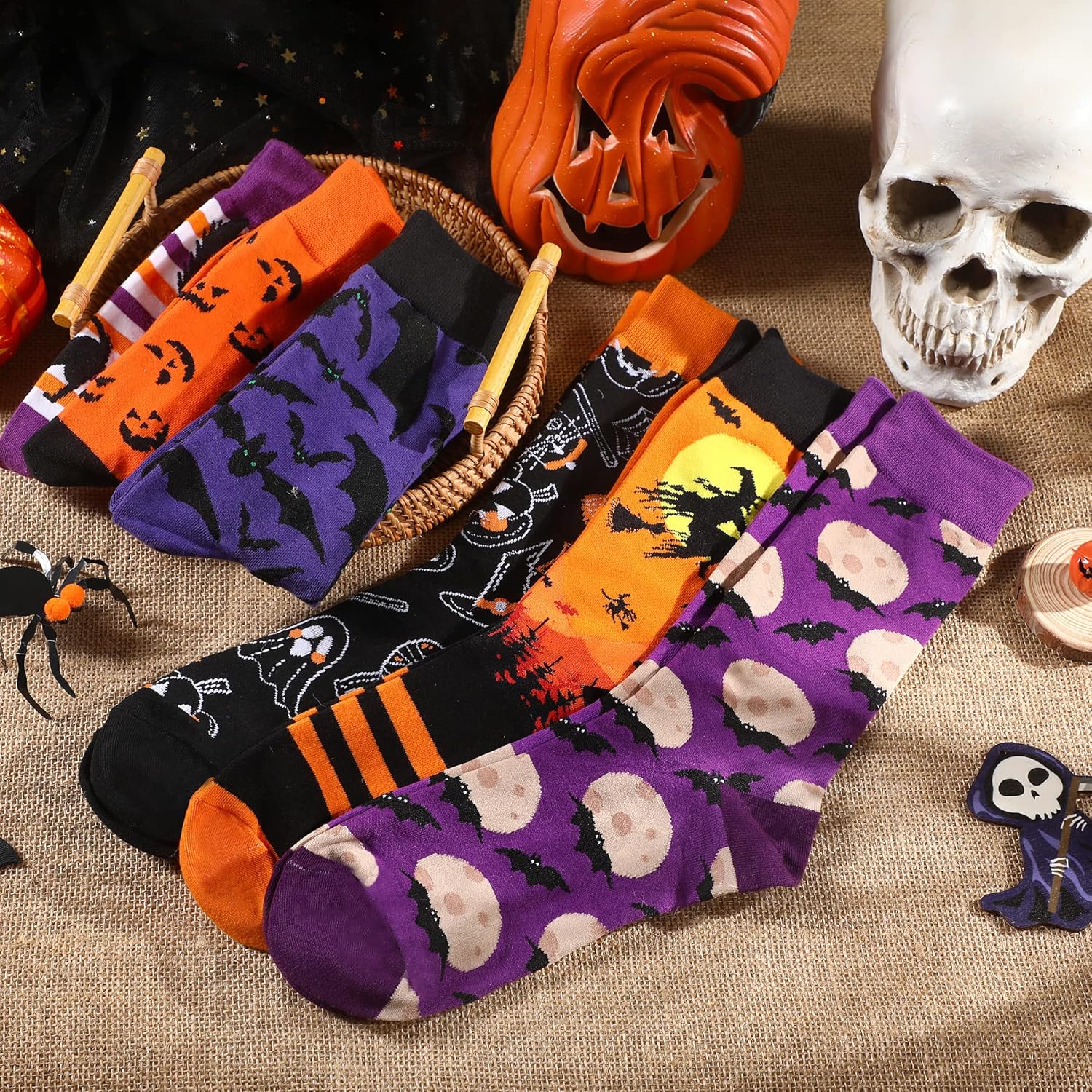 6 Pairs Halloween Christmas Socks for Men Women Girls Funny Xmas Socks Santa Claus Elk Cotton Sock Set - Image 5