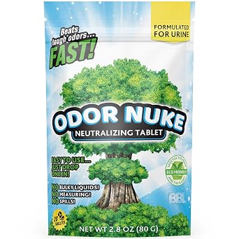 Human Urine Odor Neutralizer Tablets by ODOR NUKE - Kill Urine Smell In Portable Urinals for Men, Bedside Commodes, Bedpans & Camping Toilets - 2.8oz Original
