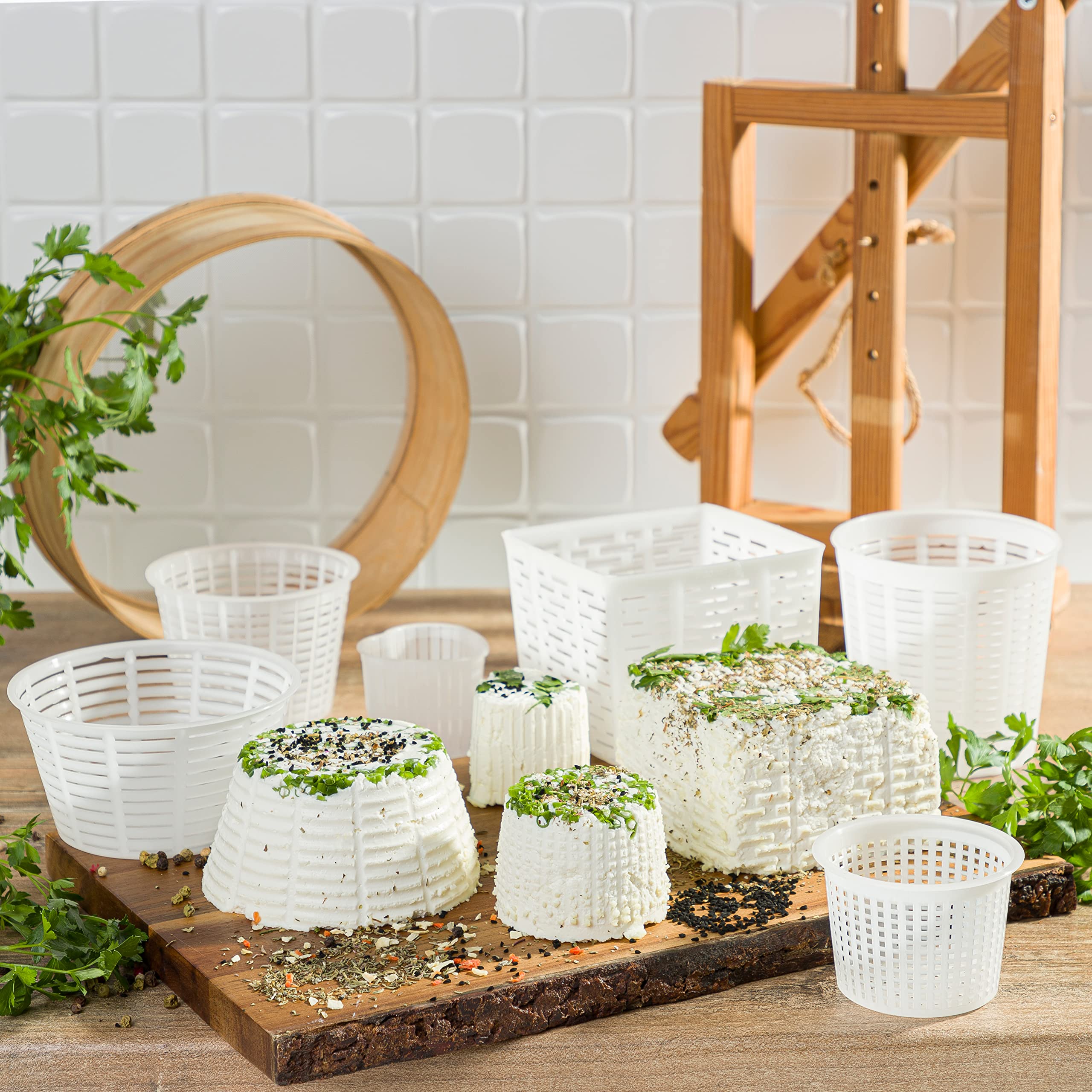 AlcoFermBrew Set di 19 Fuscelle per Formaggio - Forma plastica per formaggio - Kit stampi per formaggio freschi