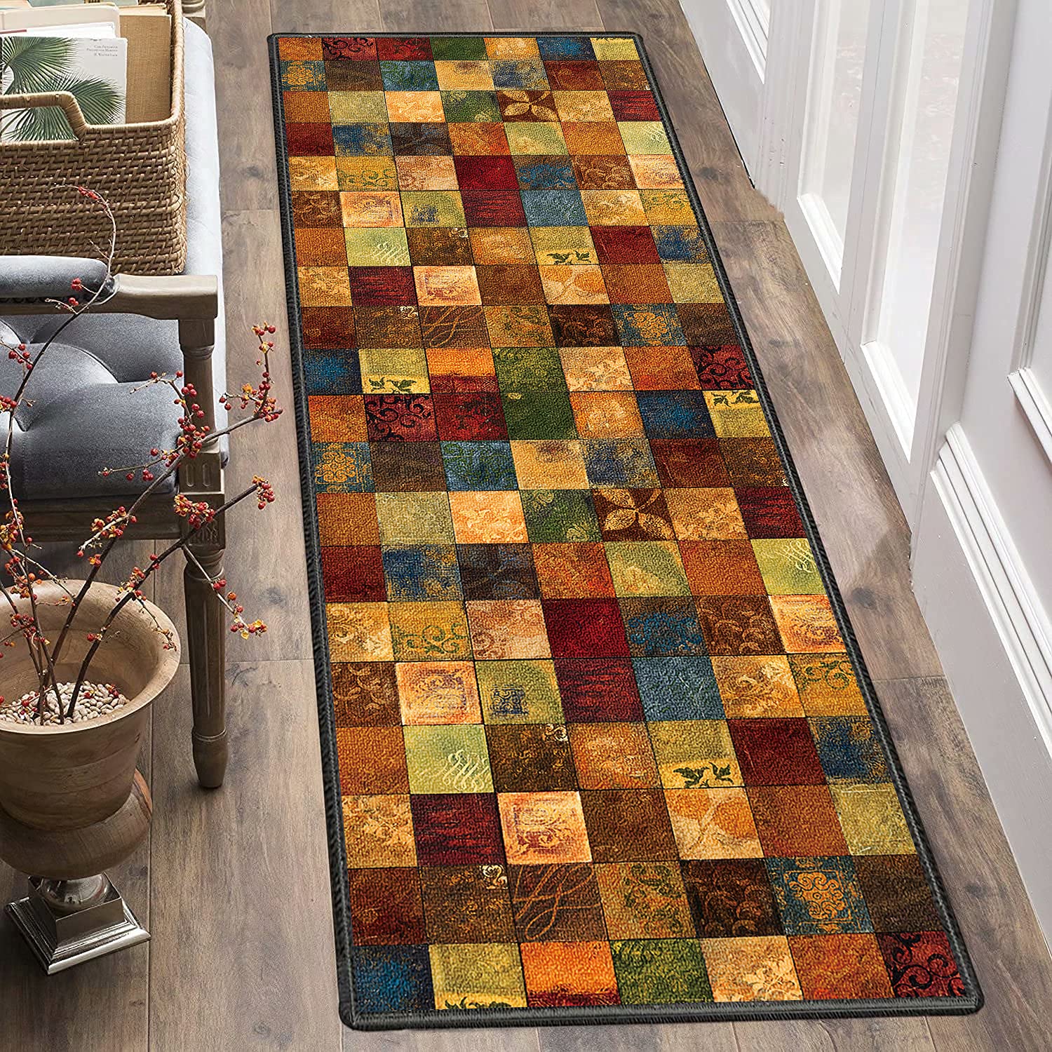 Tappeto per Il Soggiorno 120x240cm Tappetto Soggiorno Grande Antiscivolo Superficie Morbida Adatto per Cucina e Bagno