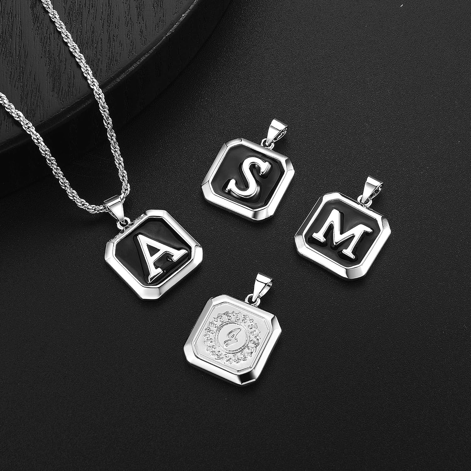 LUXEJEW Valentines Day Gifts for Him - Stainless Steel A-Z Initial Necklaces for Men Boys, 20+2 Inches Rope Chain Letter Pendant Necklace Jewelry Gifts - Image 7