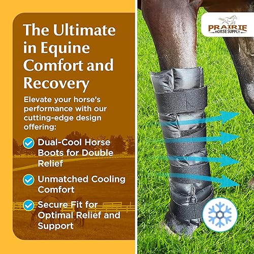 Miniatura 2 de Prairie Horse Supply - Botas de hielo de nailon duraderas para caballos y ponis - Envoltura de botas de gel de terapia de frío para hockey, tobillo,