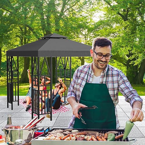 Miniatura 6 de Toldo de repuesto para cenador de 118 x 118 pulgadas, refugio para exteriores para toldo de doble nivel más pequeño de 10 x 10 pies