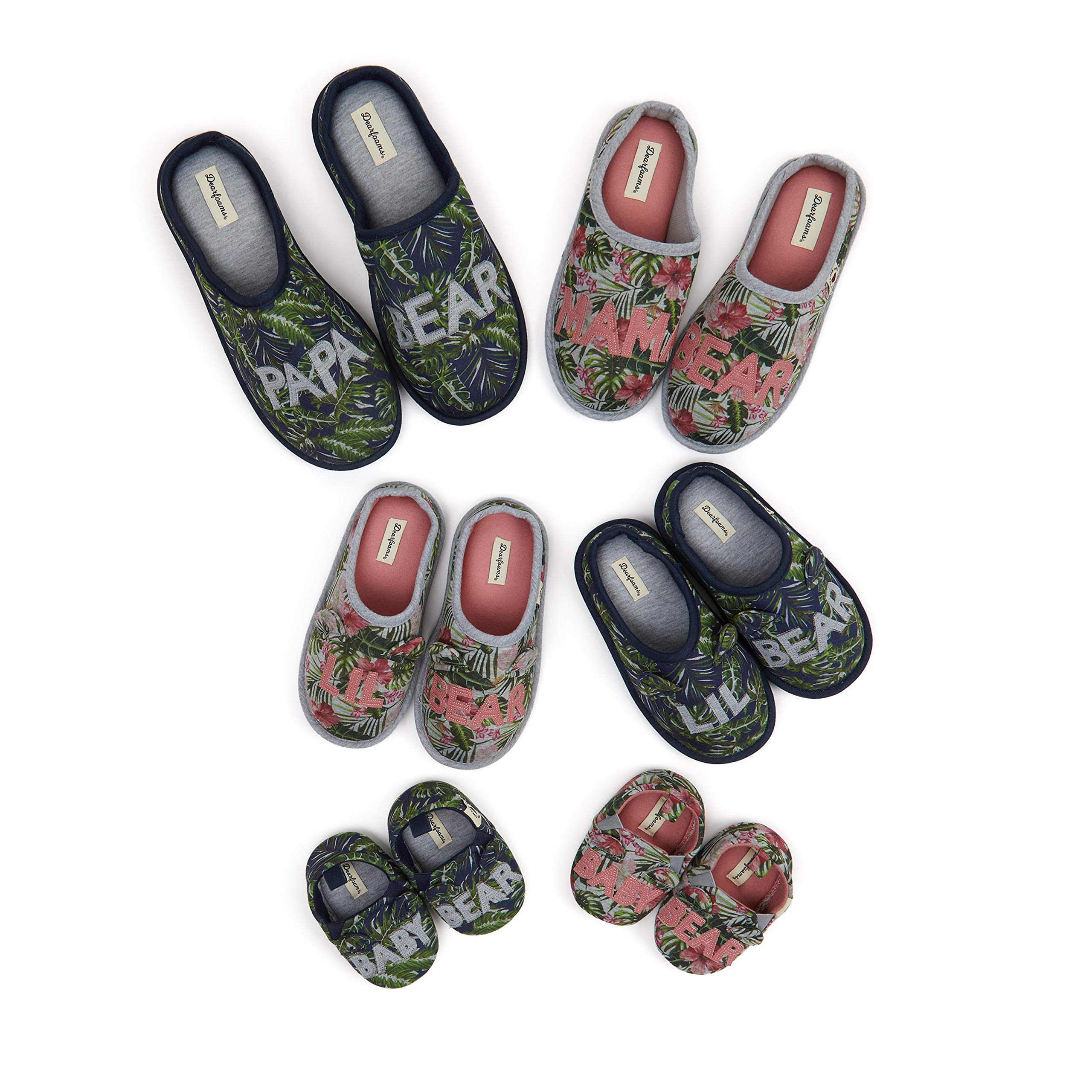 Dearfoams Kids Frankie Baby Bear Closed Back Slipper, Hibuscus Print, US 6-9 Unisex Toddler