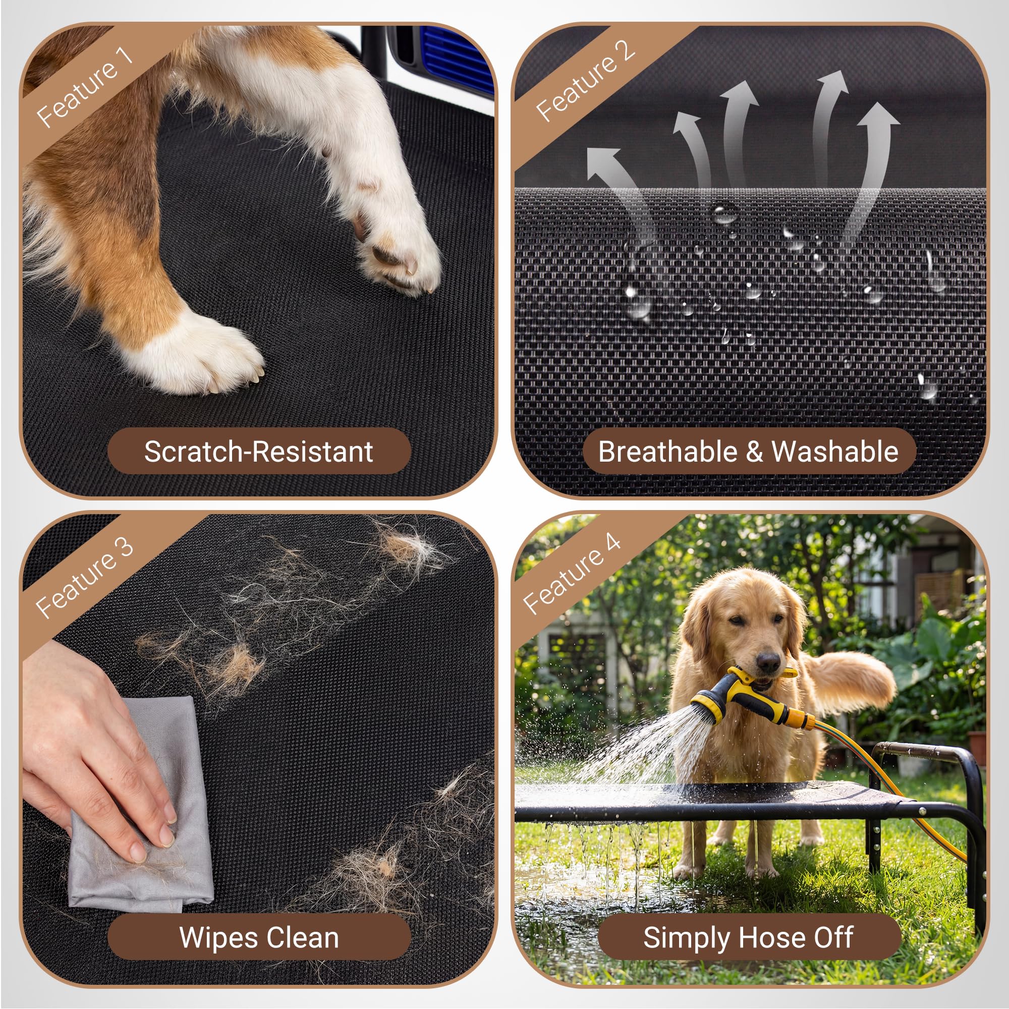 Tailwaggz Elevated Outdoor Dog Bed with Fan - Cooling Dog Bed for Large Dogs, Waterproof Cot Easy to Assemble, 3 Wind Speed, Raised Dog Bed with Washable Mesh Cover, Durable, Non Slip, Up to 85 lbs - image 6