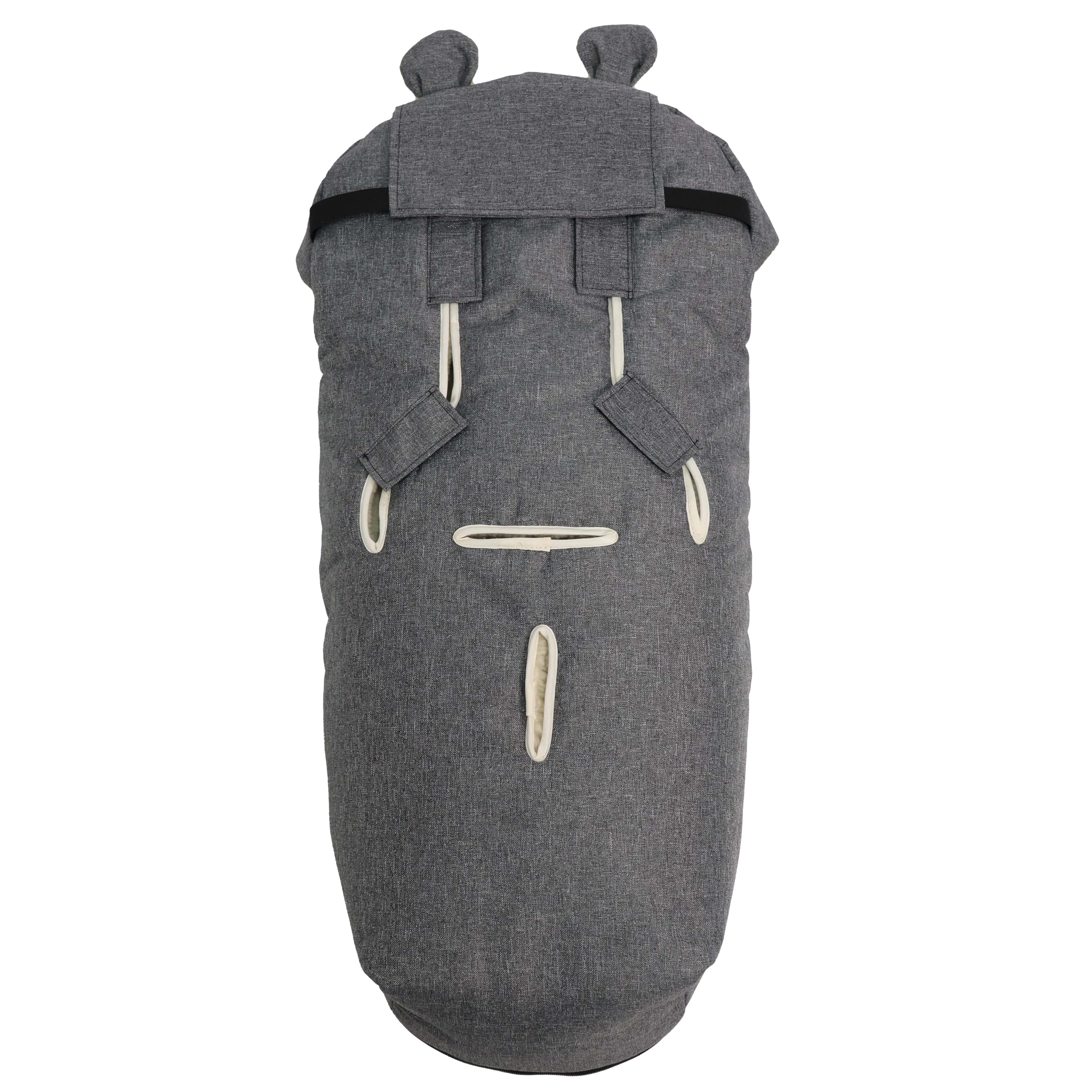 Sacchi Kaiser. Modello Fleece-FuÃŸsack XL Ears Wool Fütterung aus 100% Schafwolle für Kinderwagen und Buggy - Anthracite Melange