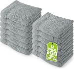 Utopia Towels Premium Washcloth Set, 12 by 12 Inches, 600 GSM 100% Cotton Face Cloths, Highly Absorbent and Soft Feel Fingertip Towels, 12 Pack, White