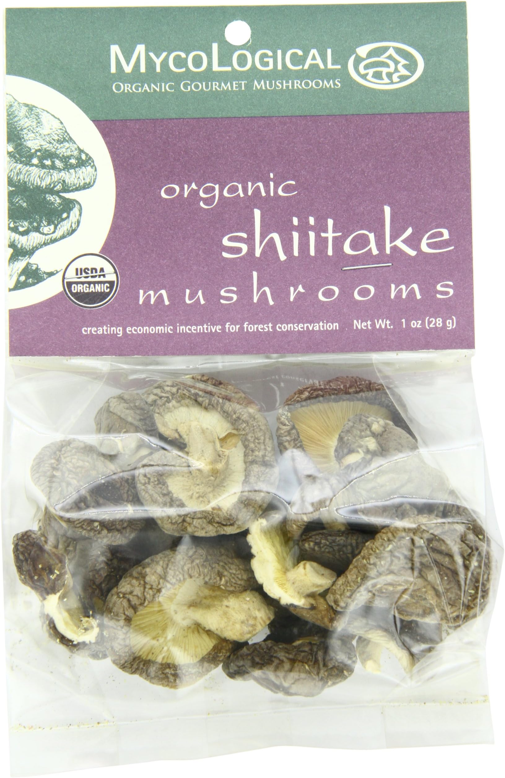 Mycological Dried Organic Shiitake Mushrooms, 1 Ounce Package