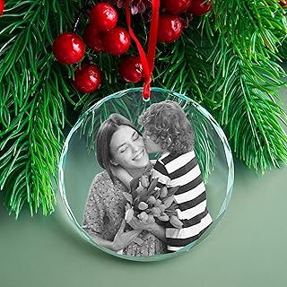 Engraved Photo Crystal Ornament, Included Gift Box, Personalized Photo C...