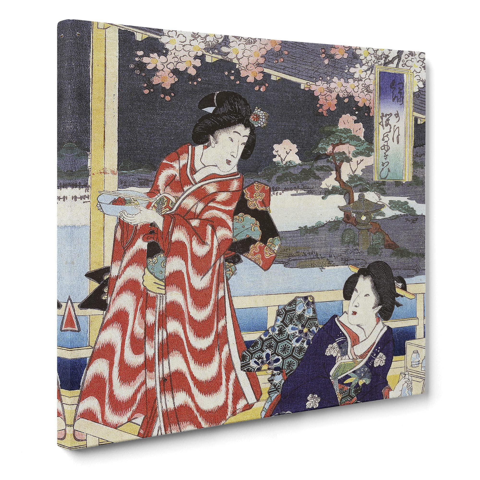 Two Women on a Veranda by Toyohara Kunichika Canvas Print, Mixed, 35L x 35W cm