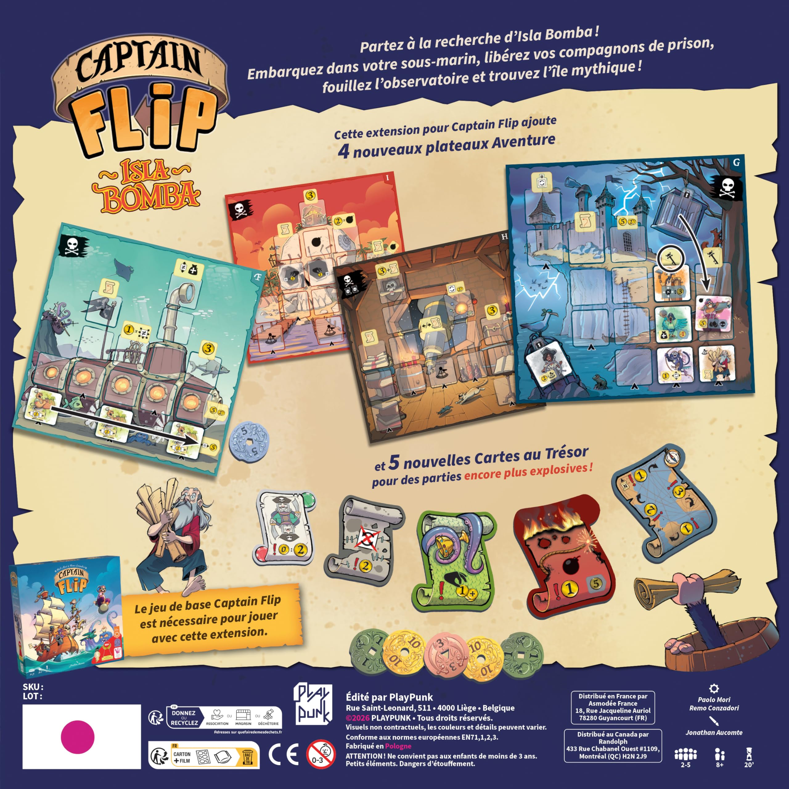 Asmodee - Extension Captain Flip Isla Bomba - Play Punk - Jeu de société Famille - 8 Ans - 2 à 5 Joueurs - 20 Min - Version Française - 2