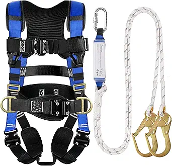 TRSMIMA Safety Harness Fall Protection Kit with Quick Buckles and Lanyard