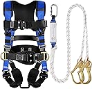 TRSMIMA Safety Harness Fall Protection - Roofing Harness Kit Men Full Body Construction Harness with Lanyard for Work Upgrade 4 Quick Buckles